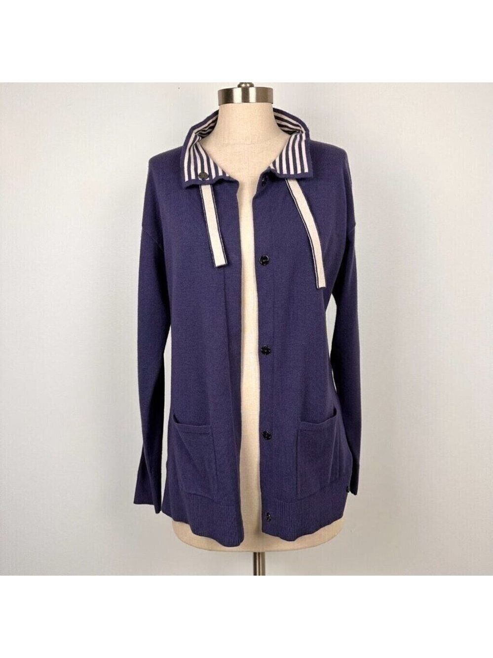 Olsen Women’s Snap Button Mock Neck Sweater Size 4 XS Blue Soft New - Picture 7 of 14